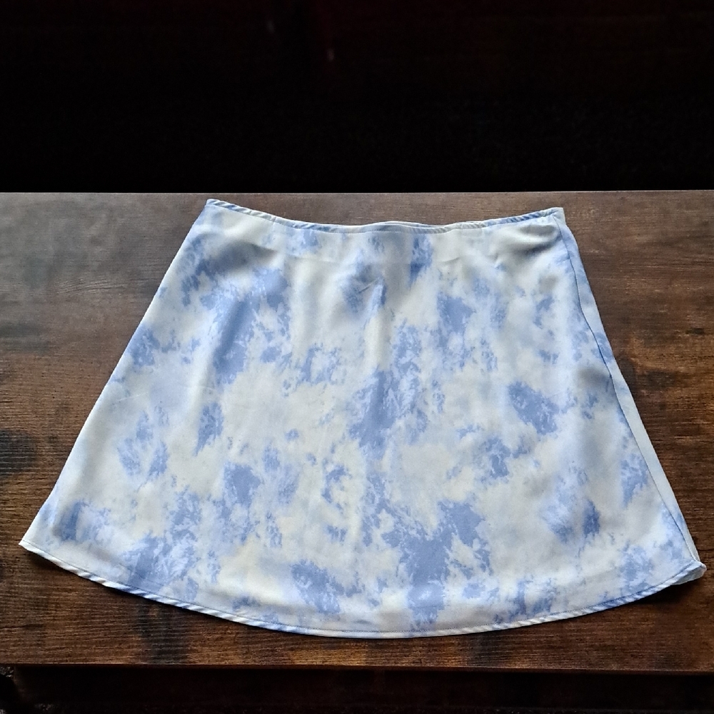 Blue and White A-Line Mini Skirt for Casual Wear